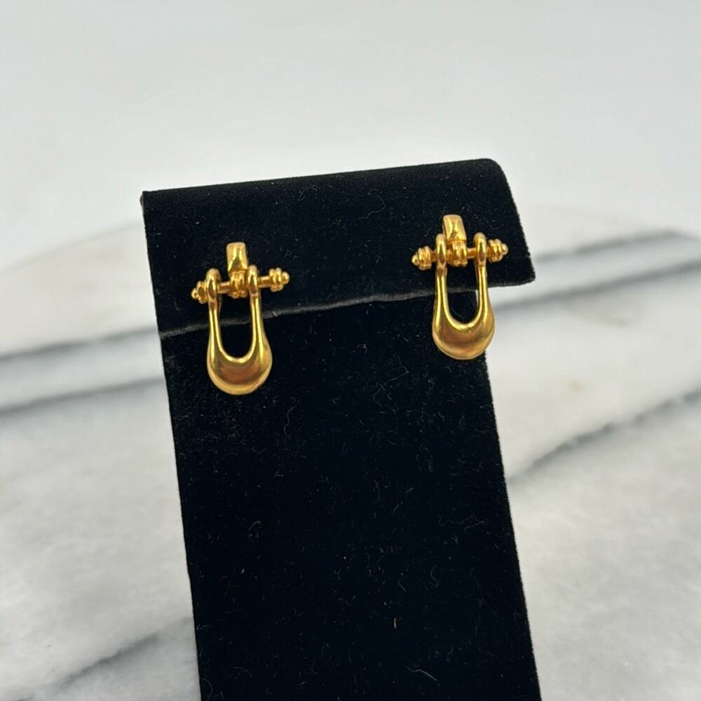 Gold plated horseshoe joint Roman style earrings